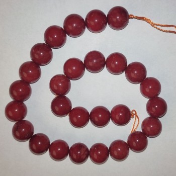 Artificial Jasper Beads on Thread, 14 mm diameter, 37 cm length