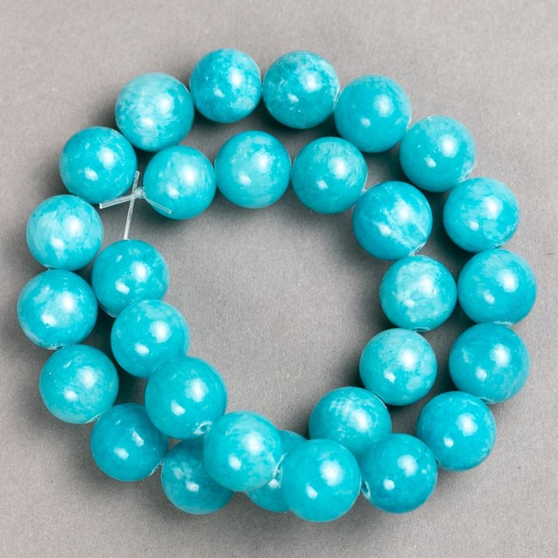 Aquamarine Beads on Beading Thread (Artificial Acrylic) Smooth Round Beads, 14 mm diameter ±, 40 cm length ±