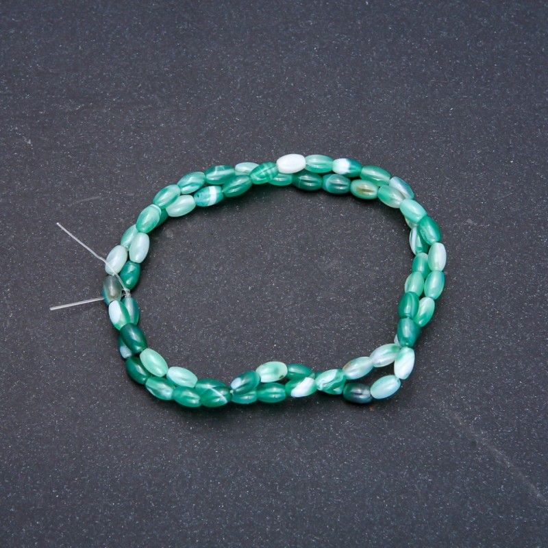 Beads on a thread Green agate barrel beads, 4x6 mm, 5 mm +/-, length 38 cm +/-