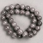 Beads on thread Toned Quartz (artificial acrylic) dark gray smooth beads, diameter 12.5 mm, length 40 cm