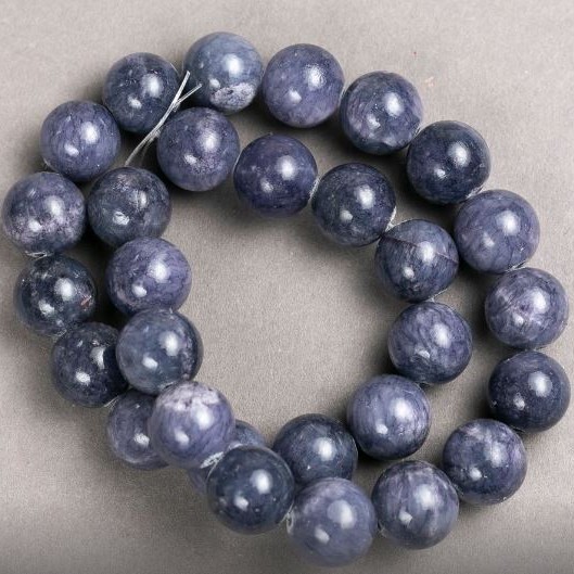Amethyst Beads (Acrylic) on Thread, Smooth Round Beads, 14.5 mm Diameter, 40 cm Length