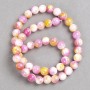 Beads pink-yellow-white 'Rhodochrosite' (Acrylic) on Beading Wire, Smooth Round Beads, 8mm Diameter, 40cm+ Length