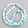 White-blue beads 'Agate' (artificial acrylic) on beading thread, smooth round beads, diameter 8mm +/-, length approx. 40 cm