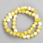 Beads 'Jadeite' yellow-lemon-white (synthetic acrylic) on beading thread, smooth round beads, diameter about 8 mm, length about 40 cm