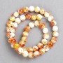 Beads White-Ruddy 'Carnelian' (Acrylic) on Beading Thread, Smooth Round Beads, 8mm Diameter, 40cm Length ±