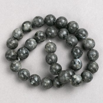 Black Labradorite Beads on Beading Thread, Smooth Round Beads, 12.5 mm Diameter, Approximately 38 cm Long