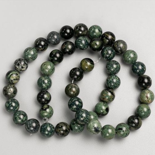 Ocean Jasper beads on thread, smooth round beads, diameter 8.5 mm, length 39 cm