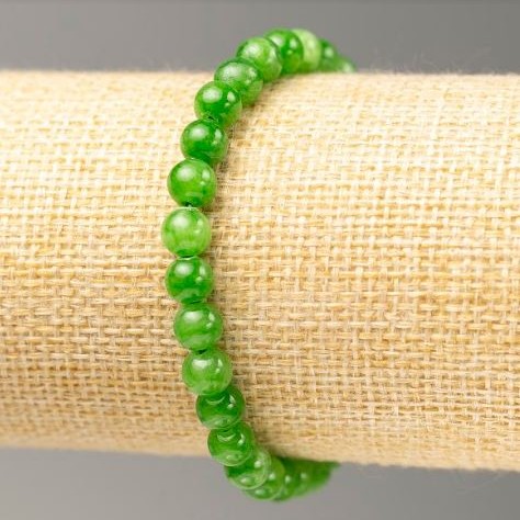 Elastic bracelet with imitation jade (acrylic), bead diameter 6.5 mm, length 18 cm