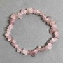 Natural Stone Bracelet Pink Quartz Chip, 7x3 mm (±) chips, 18 cm length