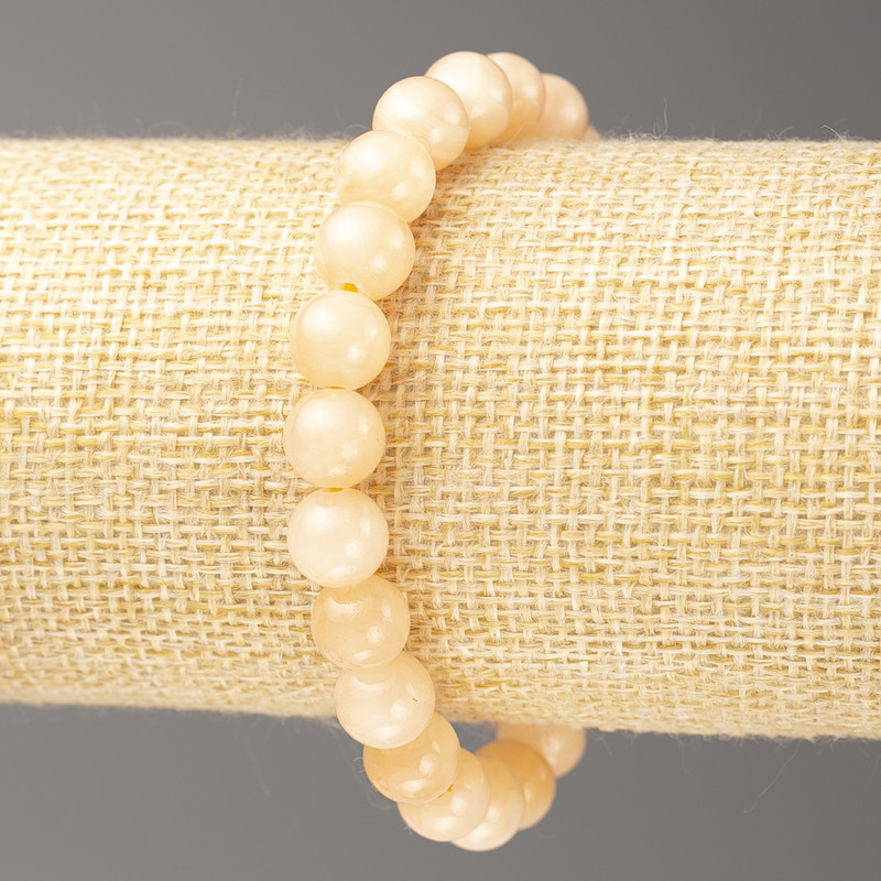 Acrylic imitation selenite bracelet, 8mm diameter, about 18 cm long, smooth beads on elastic