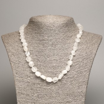 Necklace of Mountain Crystal and White Quartz, faceted, bead diameter 5–8–10 mm, length 50 cm