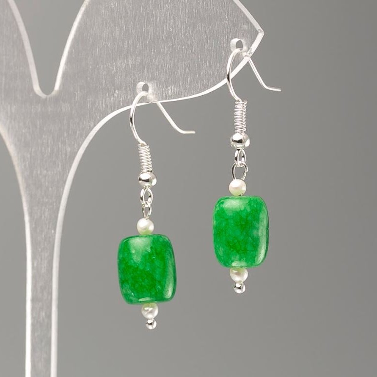 Chrysoprase Barrel Earrings, 11×9 mm diameter +
