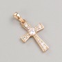 Xuping Pendant Cross 18K Gold Plating with White Crystals, dimensions 22.5×14 mm+