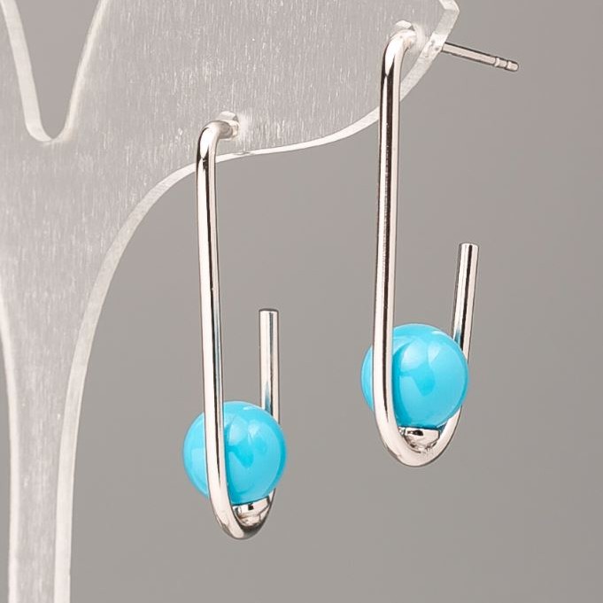 Xuping Earrings with Blue Mallorca Pearl 33x8 mm