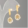 Xuping Gold-Plated Tree-Shaped Stud Earrings with White Rhinestones, 12 mm diameter, 2.8 cm length+