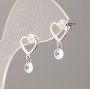 Xuping Ball Stud Earrings - Heart with White Stones, 11 mm Diameter, Rhodium