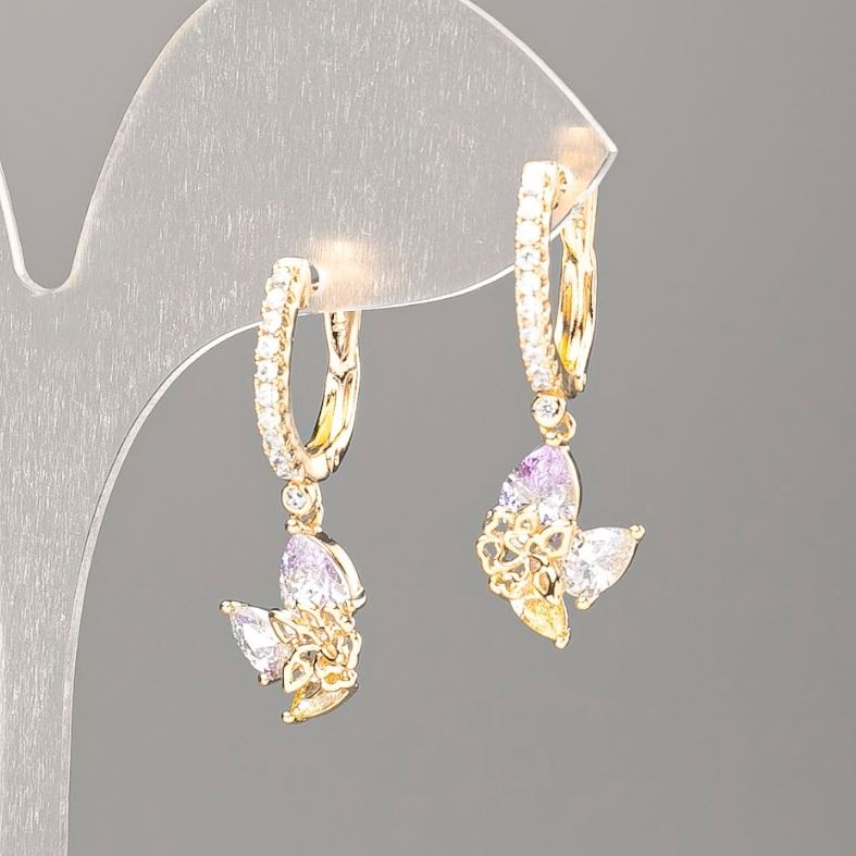 Xuping Earrings with Multicolored Stones 30x10 mm - 18K Gold Plating