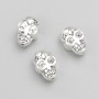 Bead Insert Skull, diameter 11×8×6 mm, pack 20 g, 11 pcs ±, metal color 'Silver'