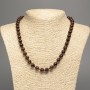 Necklace 'Tiger's Eye' Smooth Beads, 8mm Diameter, Length Approximately 50 cm, White Nephrite (Synthetic Dyed)