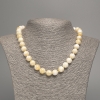 Yellow-white 'Selenite' Necklace with smooth beads, 10 mm diameter, about 50 cm long, made of white nephrite (synthetic dyed)