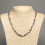 Necklace 'Colors of Summer' white-gray smooth beads, 6 mm diameter ±, 50 cm length ±, made from white nephrite (dyed synthetic)