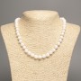 Necklace White Agate (Pressed) Smooth Bead, Diameter 8mm, Length 47cm