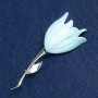 Flower Brooch, blue enamel, silver metal 27x72 mm