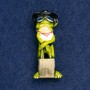 Brooch-pendant Frog with a Suitcase, Green Enamel, Gold-Colored Metal 45×18 mm +