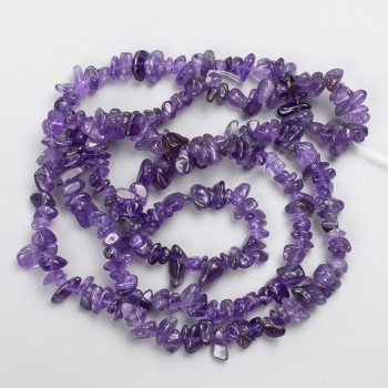 Amethyst Beads - Natural Stone Chip on Thread, Diameter 8x3 mm, Length 82 cm