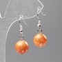 Citrine Earrings (Acrylic) Smooth Bead, 12.5 mm Diameter, 3.5 cm Length