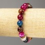Multicolored agate bracelet, natural stone, faceted bead, 10(±)mm diameter, 18 cm length (stretch)