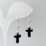 Hematite Cross Earrings, diameter 10×15 mm, length 35 mm