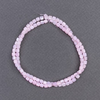 Beads dyed pink mother-of-pearl, cylindrical, diameter 3.5x3.5 mm, length 40 cm on thread