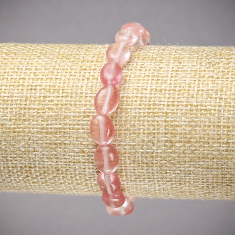 Elastic bracelet with natural chalcedony, smooth oval stones, 10x8 mm, ± length 18 cm