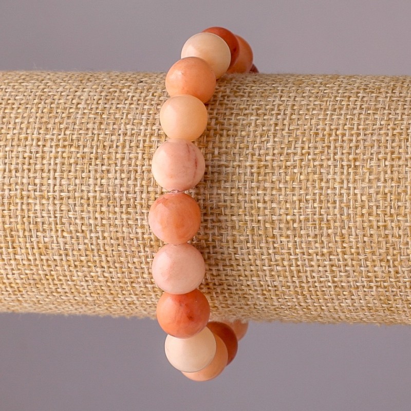 Selenite bracelet on elastic with smooth beads, 10 mm diameter, 18 cm circumference