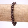 Garnet Bead Bracelet, smooth round bead, 7mm diameter, 18cm length on elastic