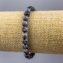 Bracelet with Snow Obsidian 'Apache Tears' natural stone smooth bead, diameter 6(±)mm, length 18cm (Stretch)