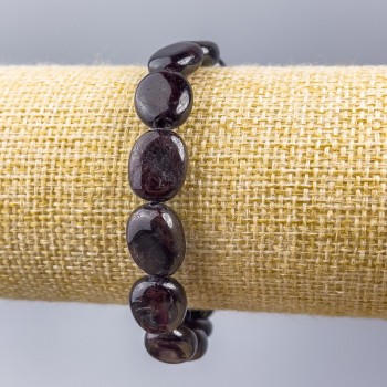 Bracelet Garnet natural stone texturing d 12x13x7 mm+-, length 18 cm (stretch)
