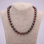 Garnet necklace with natural stone, smooth beads, 10 mm diameter, 48 cm long