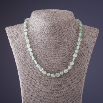 Prehnite bead necklace, faceted, bead size 6x10 mm, length 45 cm ±