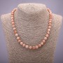 Selenite natural stone necklace with smooth beads, bead diameter 8 mm (±), length 45 cm