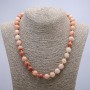 Necklace of artificial selenite, smooth beads 10 mm, 46 cm long