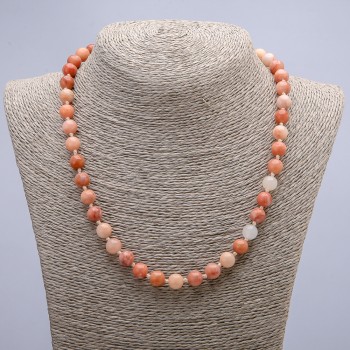 Artificial Selenite Necklace, Smooth Beads, 8 mm Diameter, 45 cm Length