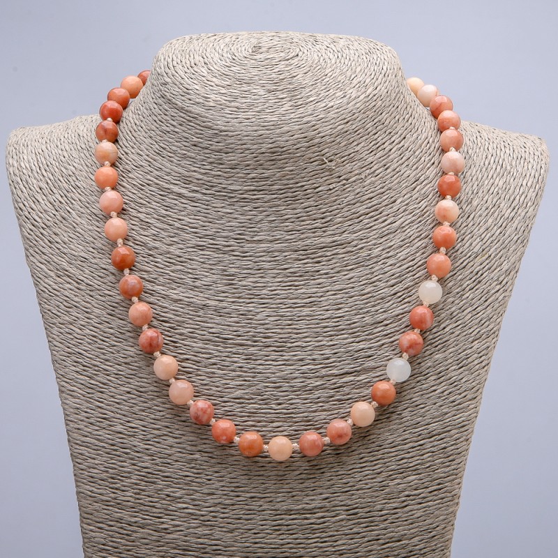 Artificial Selenite Necklace, Smooth Beads, 8 mm Diameter, 45 cm Length
