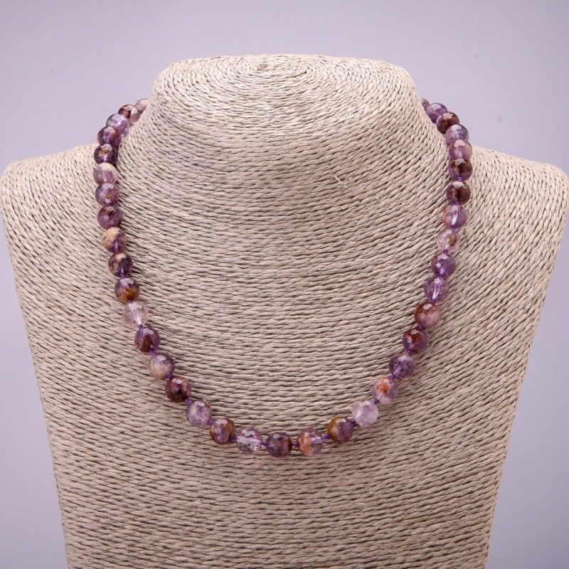 Amethyst Bead Necklace, Faceted Bead, 8 mm Diameter, 45 cm Length