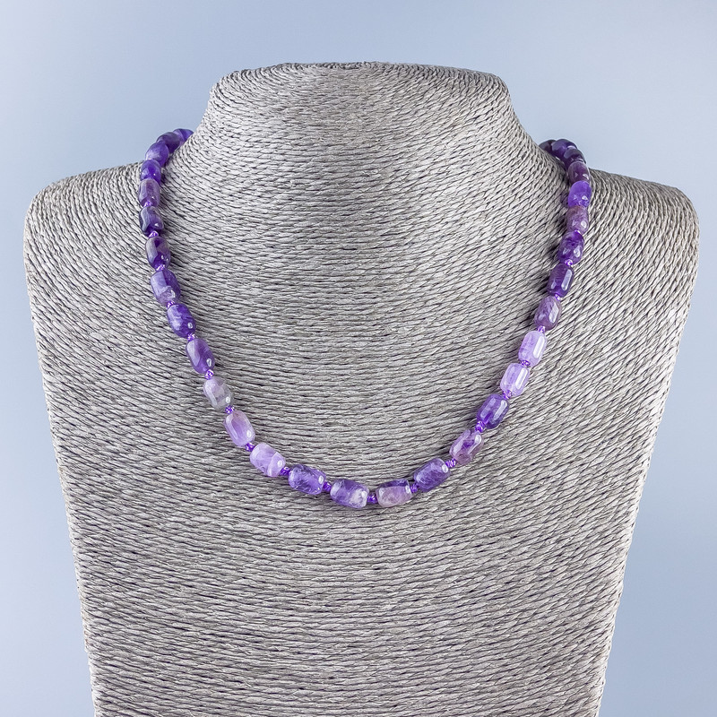 Amethyst Barrel Bead Necklace, natural stone, diameter 4x1 mm, length 50 cm