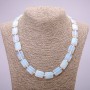 Opalite Moonstone Necklace (synthetic), Rectangular 13x18 mm, 48 cm long