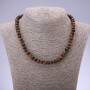 Necklace with natural tiger's eye stone, smooth rondel, 8×5 mm diameter, 45 cm long