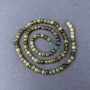 Grossular Beads (Green Garnet) natural-cut cube-shaped beads on a thread, diameter 4x4 mm, length approx. 40 cm