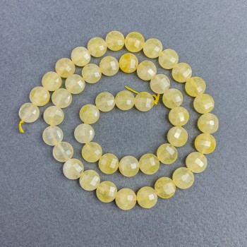 Citrine Beads - Natural Stone, Faceted Coins, 8x5 mm Diameter, on Thread, Length 38 cm+